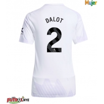 Camiseta Manchester United Diogo Dalot #2 Visitante Equipación para mujer 2025-26 manga corta